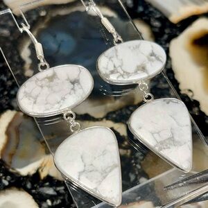 Howlite Magnesite Earrings 2 1/2”